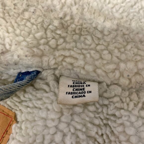 LEVIS Jean Jacket Blue Sherpa Lined Denim Snap Trucker 90s Stonewash Mens S - Picture 8 of 10